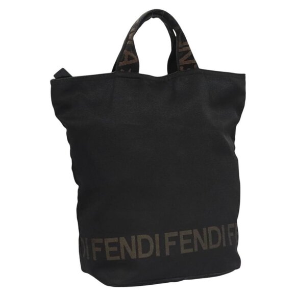 FENDI Tote Bag Canvas Black Brown Auth bs22674 - Picture 1 of 16